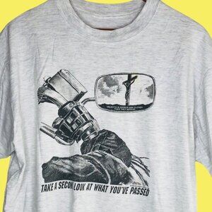 Vtg 90s Biker Tee T Shirt XL Take A Look At What You’ve Passed Jesus Christian